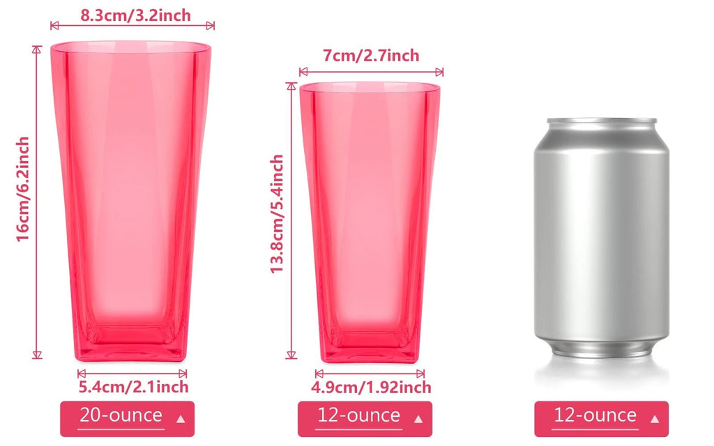 Unbreakable Red Plastic Drinking Glasses Set of 6, 20 oz BPA-Free Tumblers | eBay
