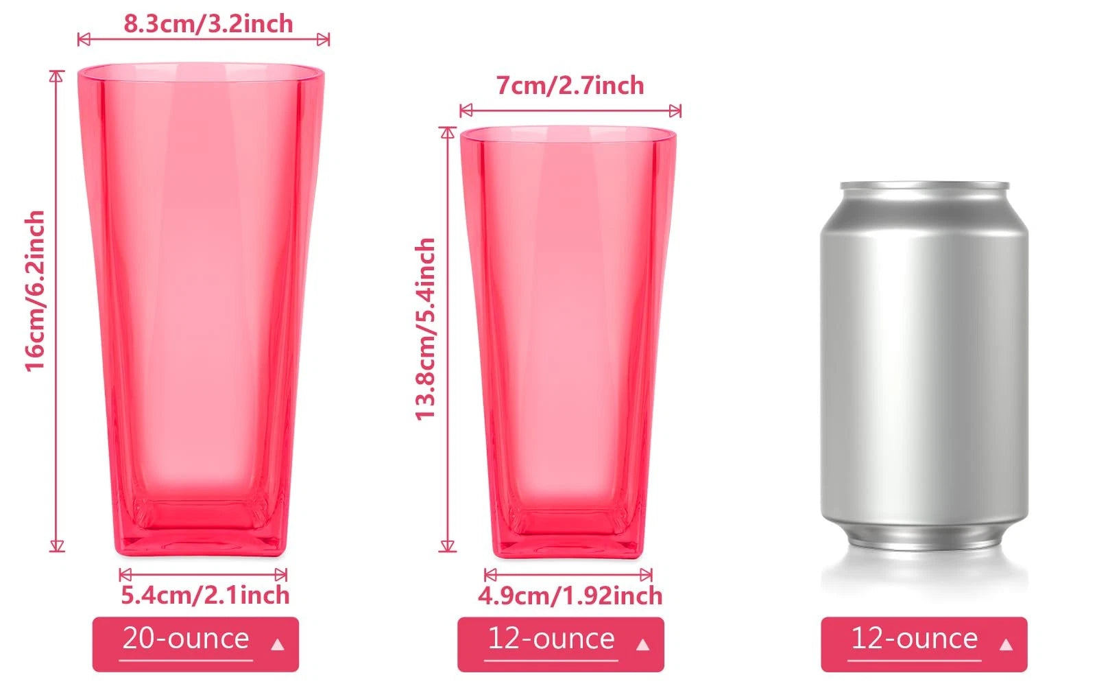 Unbreakable Red Plastic Drinking Glasses Set of 6, 20 oz BPA-Free Tumblers | eBay