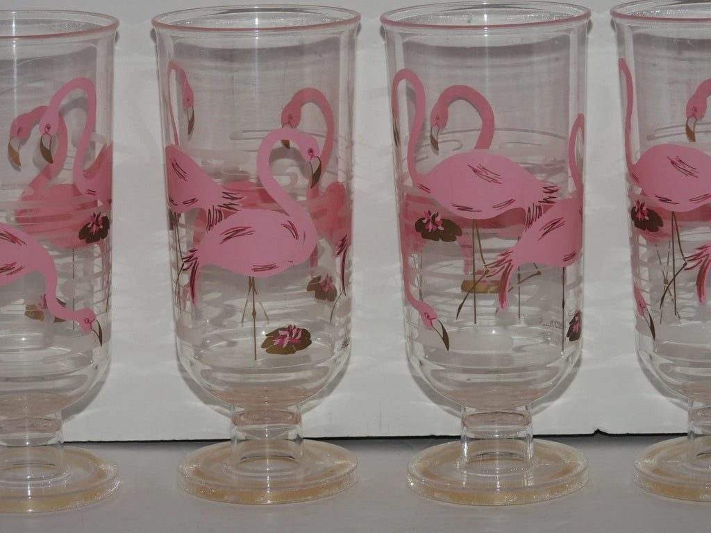 VINTAGE PINK FLAMINGOS SET OF 6 PLASTIC ENCOUNTERS BARWARE GLASSES | eBay