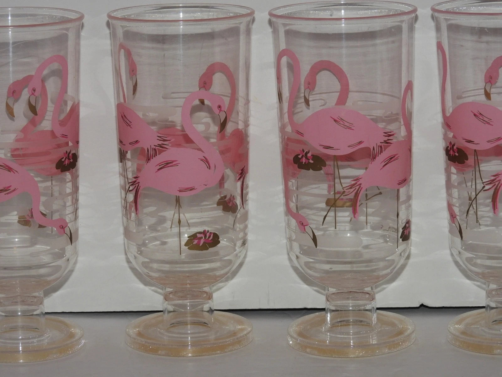 VINTAGE PINK FLAMINGOS SET OF 6 PLASTIC ENCOUNTERS BARWARE GLASSES | eBay