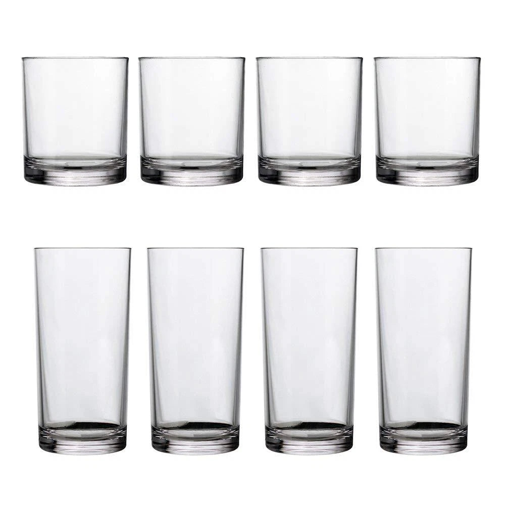 US Acrylic Classic Clear Plastic Reusable Drinking Glasses Set of 8 12oz Rock... 80844003023| eBay