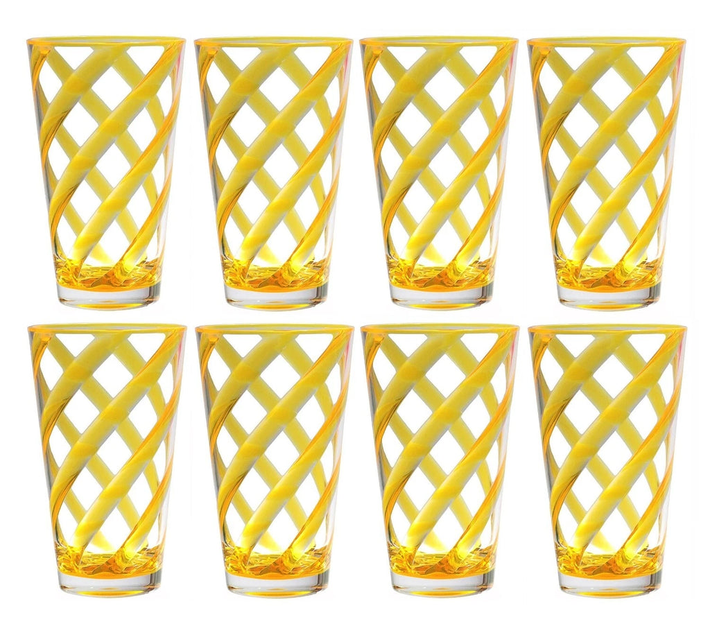 Set of 8 Helix Acrylic Plastic Tea Cup Drinking Glass Tumbler Neon Yellow 22 oz | eBay