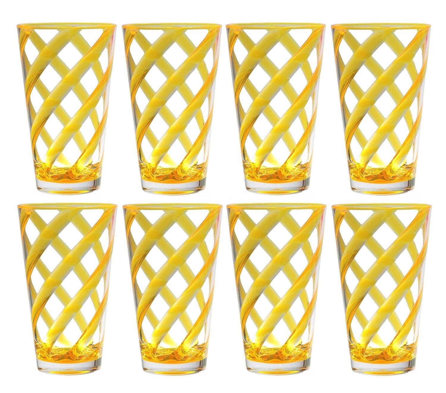 Set of 8 Helix Acrylic Plastic Tea Cup Drinking Glass Tumbler Neon Yellow 22 oz | eBay