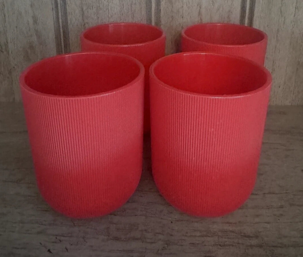 Vintage Majestic Ribbed Plastic Drinking Glass Cup Red 4" MCM 1960's set of 6 | eBay