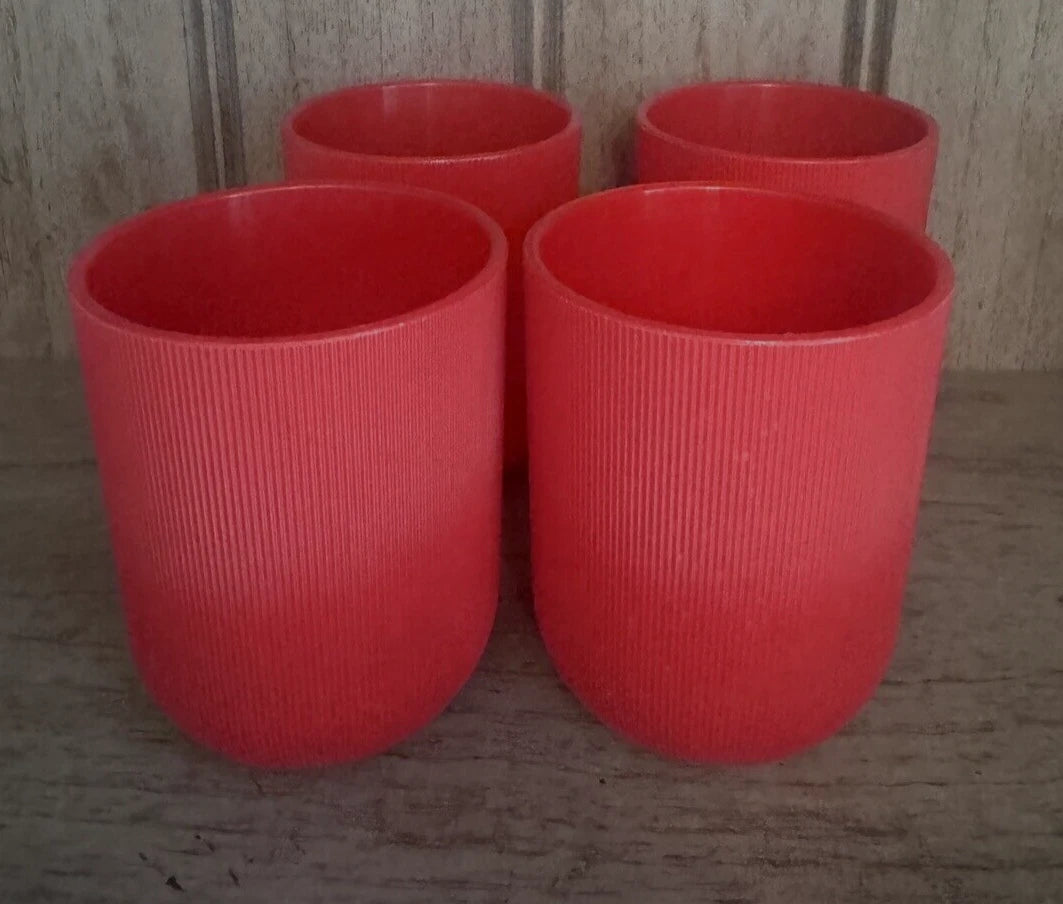 Vintage Majestic Ribbed Plastic Drinking Glass Cup Red 4" MCM 1960's set of 6 | eBay