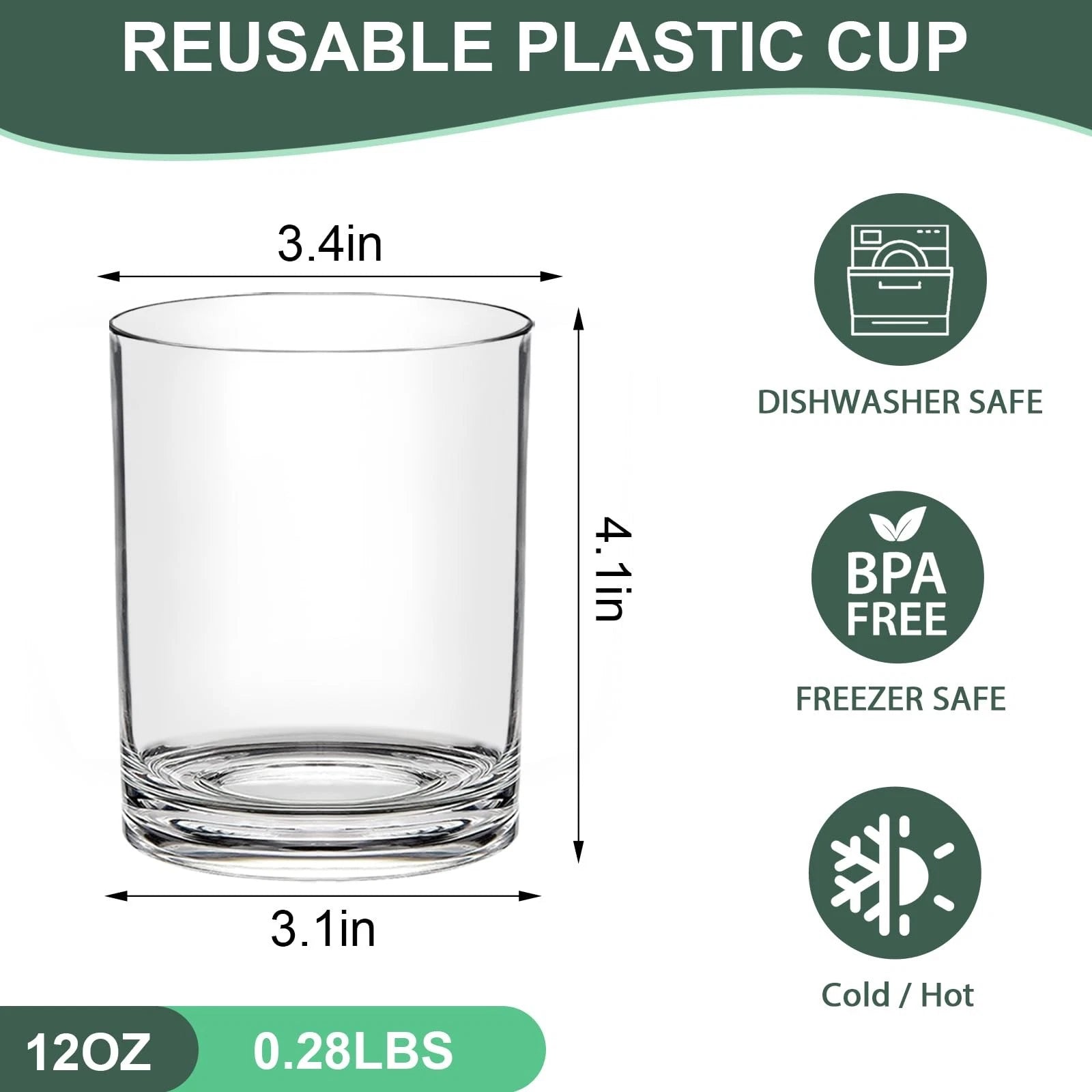 12 Oz Plastic Whiskey Glasses Set of 6 – Unbreakable Old Fashioned Cocktail C... | eBay