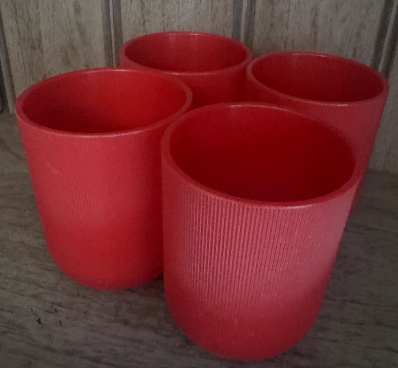 Vintage Majestic Ribbed Plastic Drinking Glass Cup Red 4" MCM 1960's set of 6 | eBay
