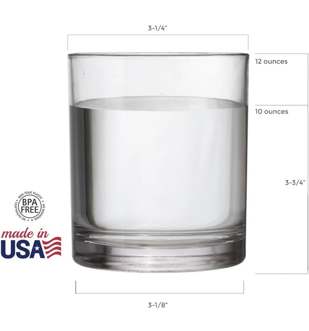 US Acrylic Classic Clear Plastic Reusable Drinking Glasses (Set of 6) 12oz Cups | eBay