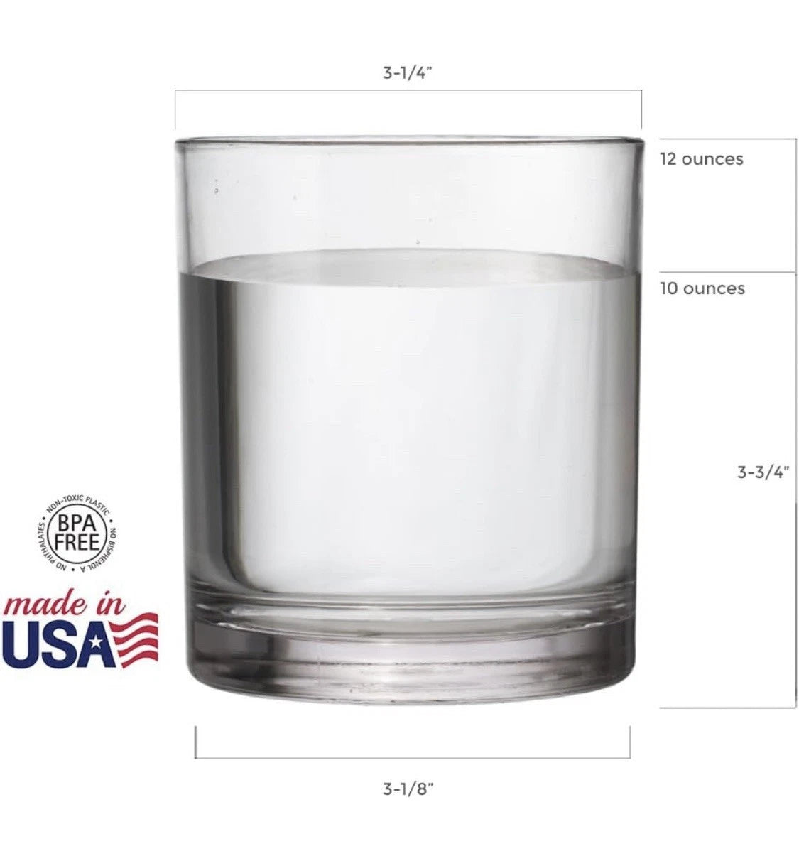 US Acrylic Classic Clear Plastic Reusable Drinking Glasses (Set of 6) 12oz Cups | eBay