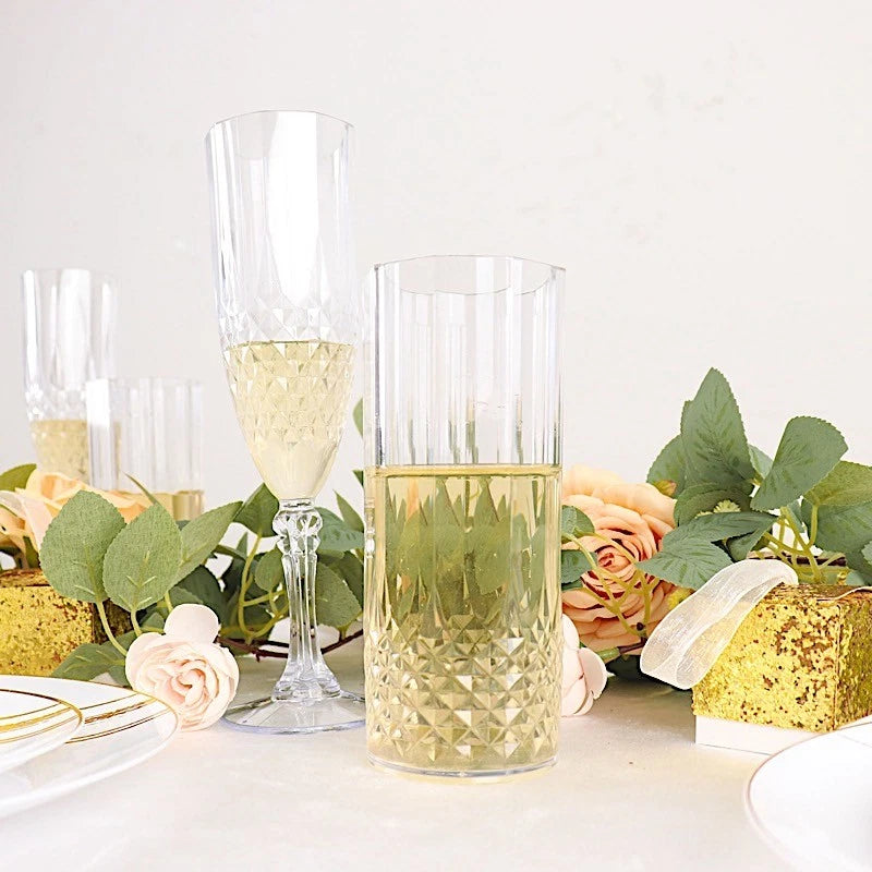 6 Clear 14 oz Crystal Plastic Drinking Glasses Party Events Disposable Tableware | eBay