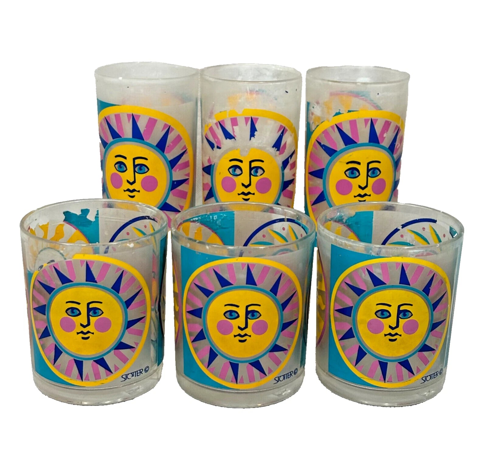 Vintage Acrylic Cups Stotter Sun Design Plastic Drinking Glasses Set of 6 | eBay