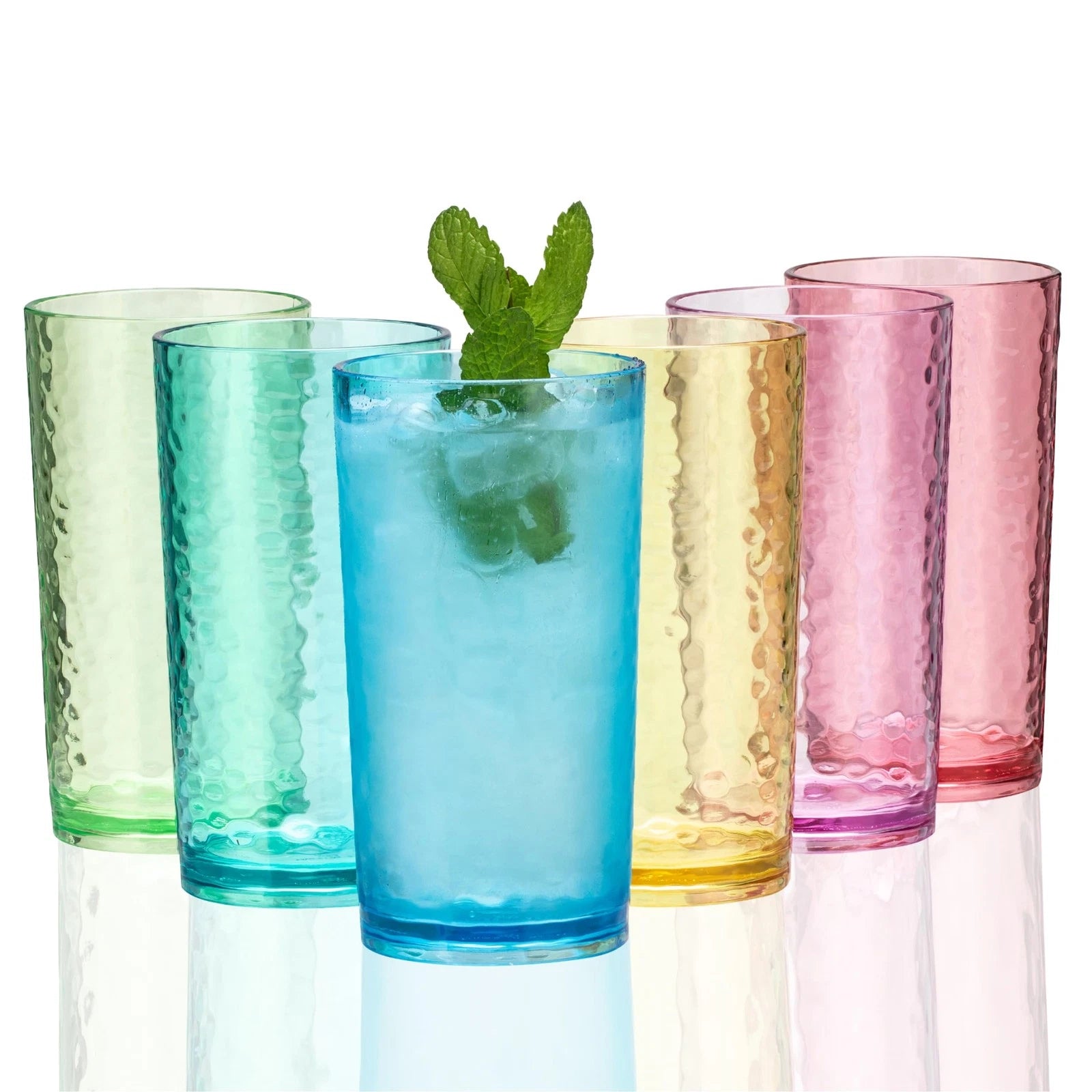 20-ounce Acrylic Glasses Plastic Tumbler, set of 6 Multicolor - Hammered Styl... | eBay