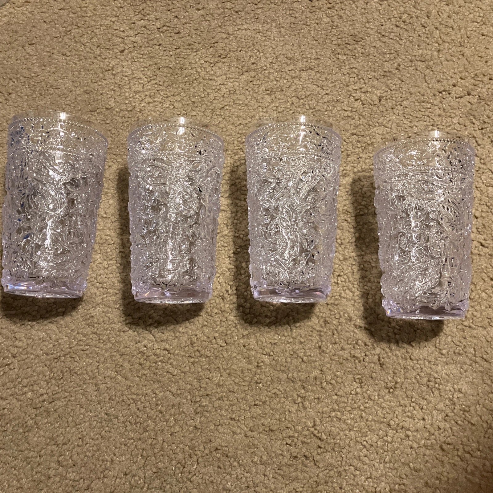 BRAND NEW CLEAR Paisley Acrylic Plastic Glasses Drinking Set of 4 Hi Ball (17oz) | eBay