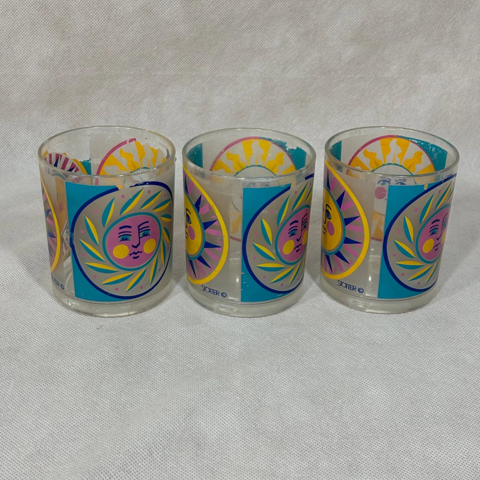 Vintage Acrylic Cups Stotter Sun Design Plastic Drinking Glasses Set of 6 | eBay