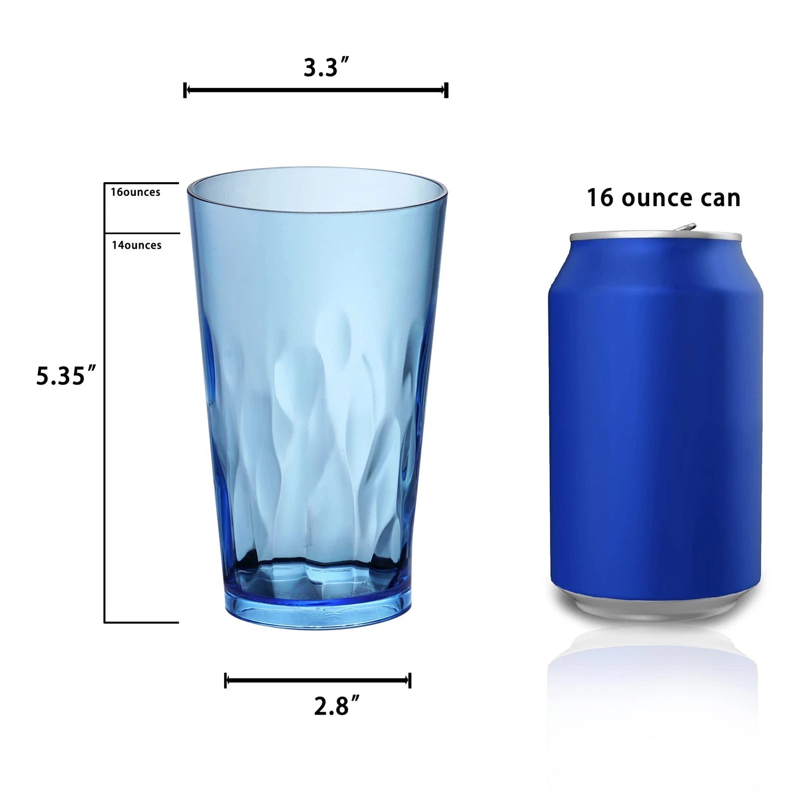 Set of 6 Unbreakable Plastic Drinking Glasses 16oz Shatterproof Drinking Cups | eBay