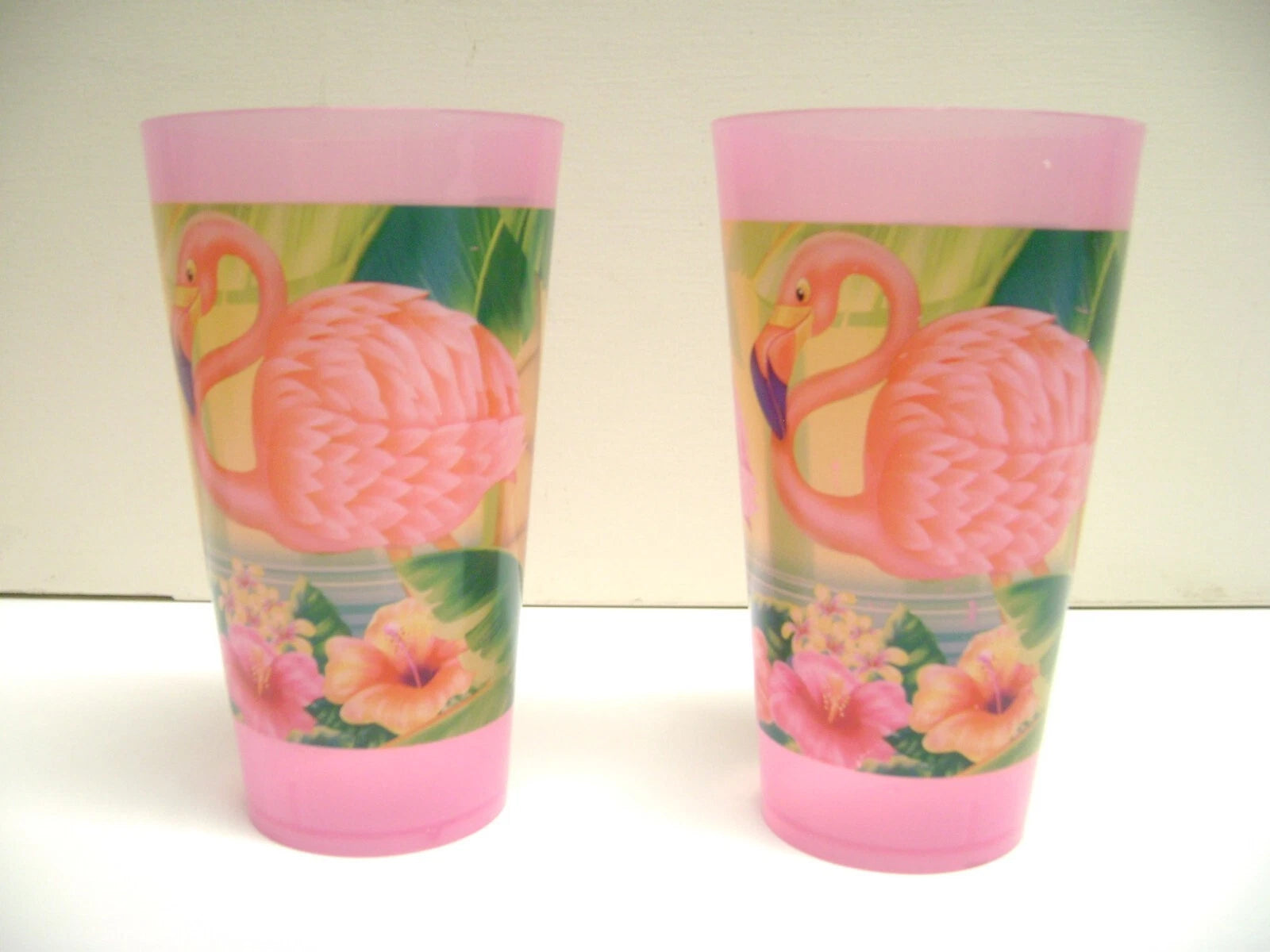 6" Tall PINK FLAMINGO Plastic Drinking Cups/Glasses Set of 2 | eBay