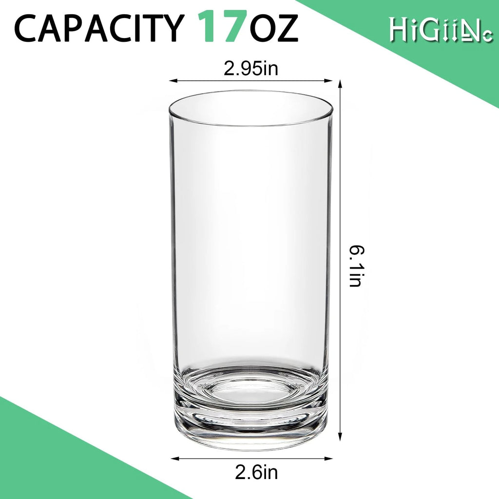 HIGIINC Unbreakable Drinking Glasses Set of 6, 17oz Shatterproof Acrylic Cups... | eBay