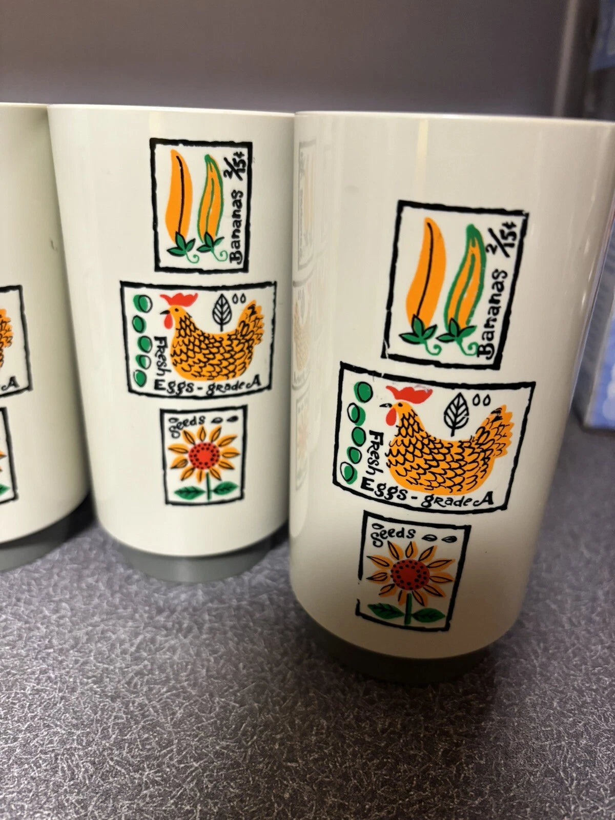 Vintage Loma Industries Farmer's Market Plastic Drinking Glasses Set of 6 MCM | eBay