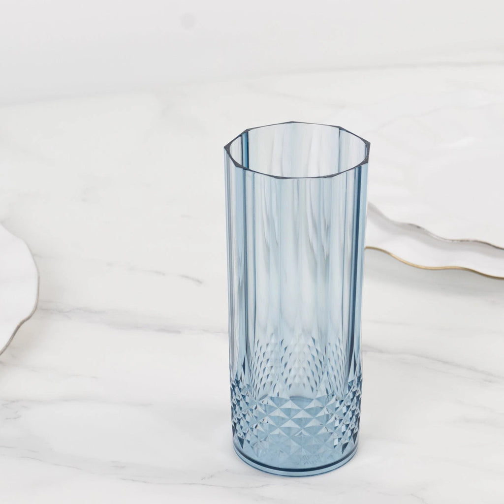 6 Dusty Blue 14 oz Crystal Plastic Drinking Glasses Party Events Tableware | eBay