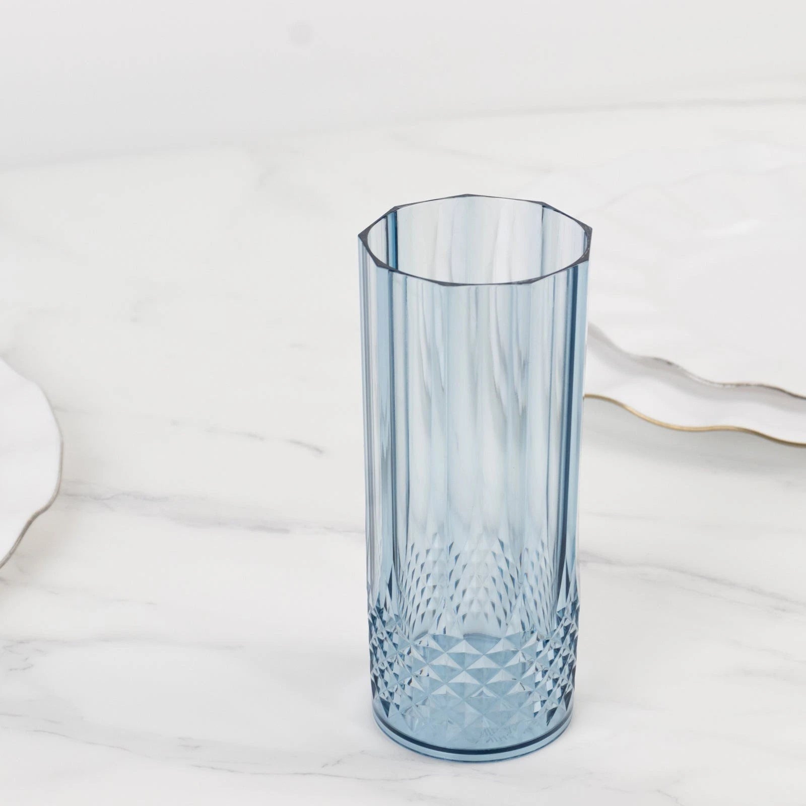 6 Dusty Blue 14 oz Crystal Plastic Drinking Glasses Party Events Tableware | eBay