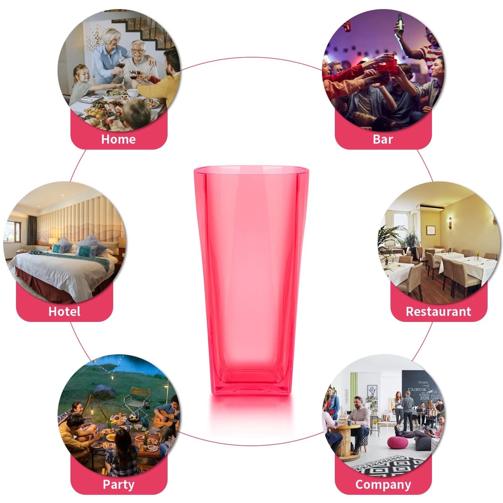 Unbreakable Red Plastic Drinking Glasses Set of 6, 20 oz BPA-Free Tumblers | eBay