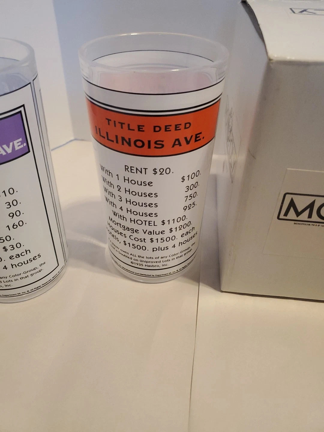 Vntg 1999 Monopoly Dept 56 set of 4 plastic drinking glasses - boardgame | eBay