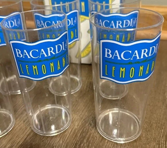 Vintage 90s Bacardi Rum Lemonade Plastic Drinking Glasses Cup Set Of 6 With Box | eBay