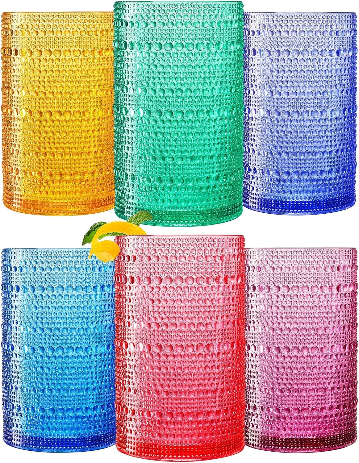 Khen Plastic Hobnail Drinking Highball Glasses Set of 6 6, Sunshine Colors | eBay