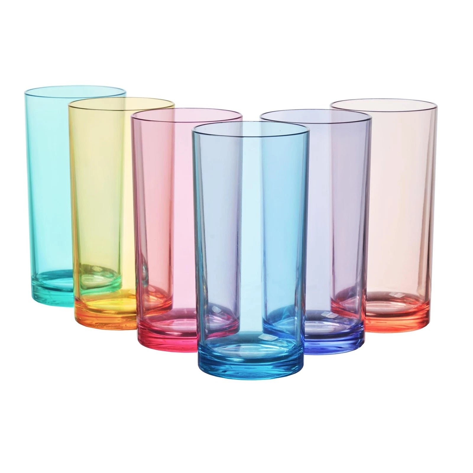 Acrylic Plastic Reusable Drinking Glasses (Set of 6) 16oz Water Cups Assorted... | eBay