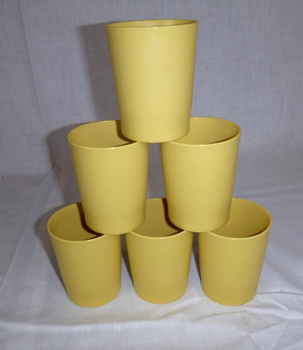 NOS Vtg Set of 6 Tupperware Harvest Gold Drinking Glasses Short Tumblers | eBay