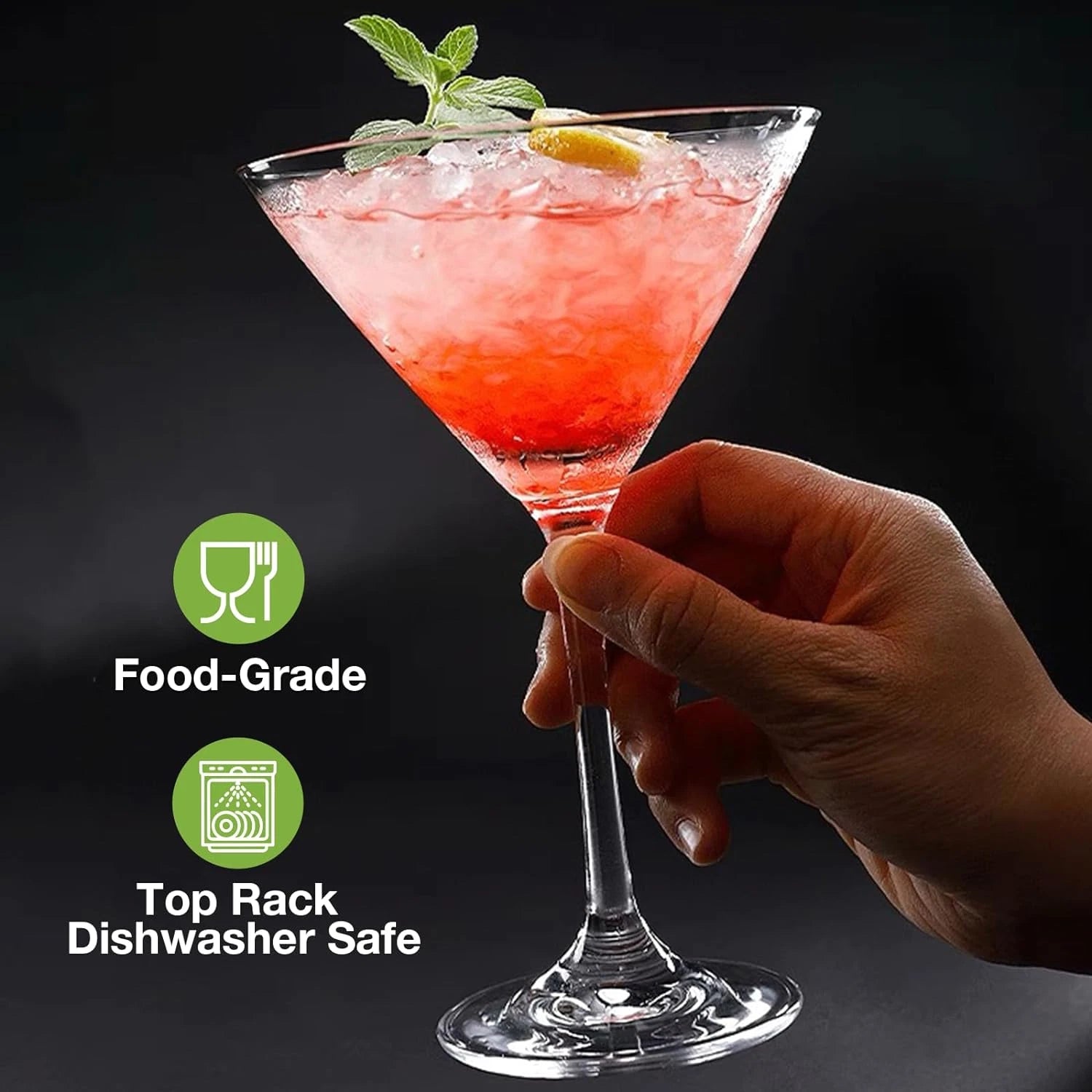 Unbreakable Martini Glasses Set of 6, 10 Oz Reusable Plastic Cocktail Bpa-Free | eBay