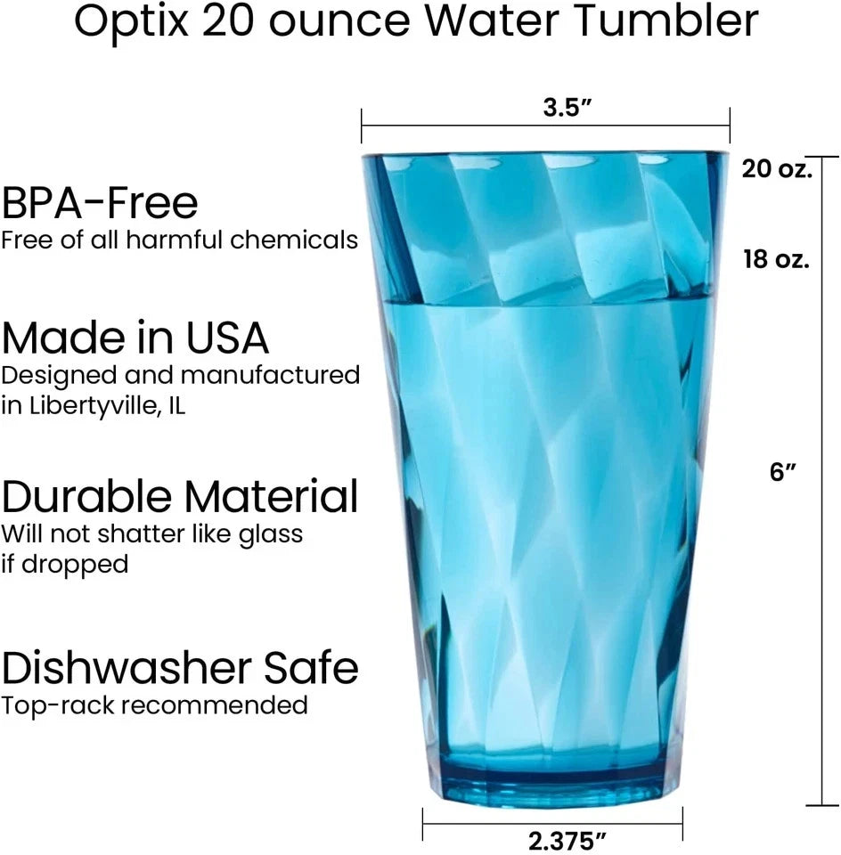 US Acrylic Optix Plastic Reusable Drinking Glasses (Set of 8) 20Oz Water Cups in | eBay