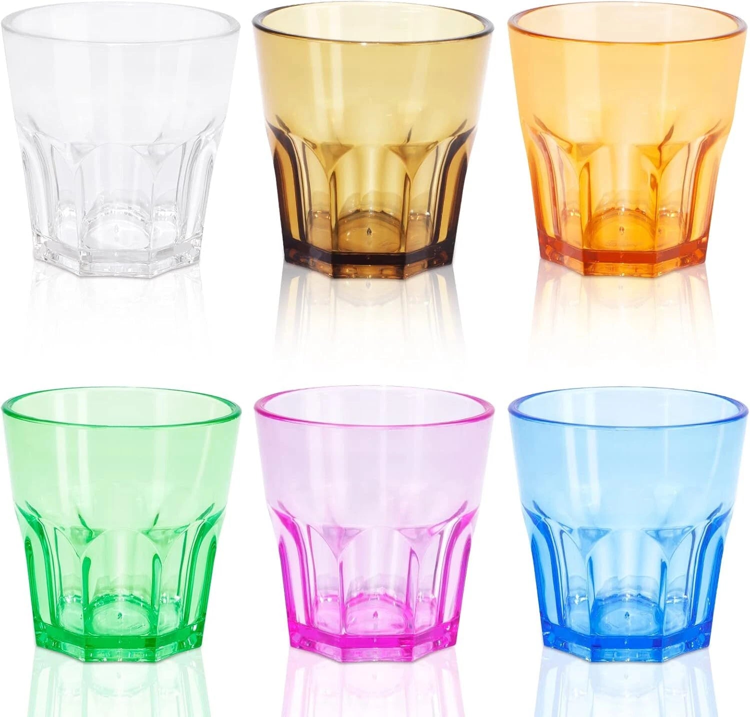 Plastic Drinking Glasses Set of 6, Unbreakable Coloured Water Tumbler, Acrylic P | eBay