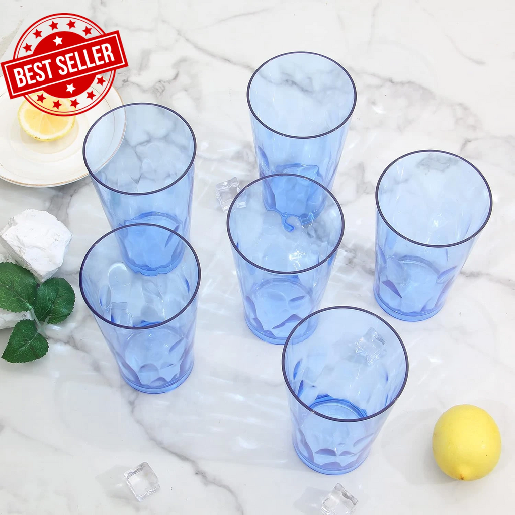 Set of 6 Unbreakable Plastic Drinking Glasses Shatterproof Reusable 16oz Tumbler | eBay